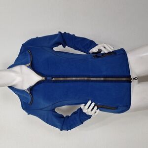 Frauenschuh Blue Old Money Sporty Midlayer Collared Full Zip Jacket Size S